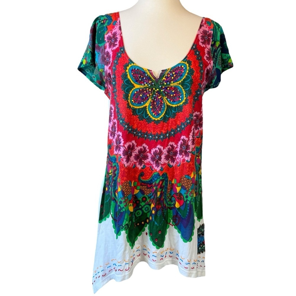 Desigual Beaded Asymmetrical Tunic Top